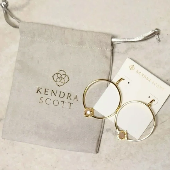 NEW Kendra Scott Elberta Rose Quartz Hoop Earrings - Picture 5 of 5